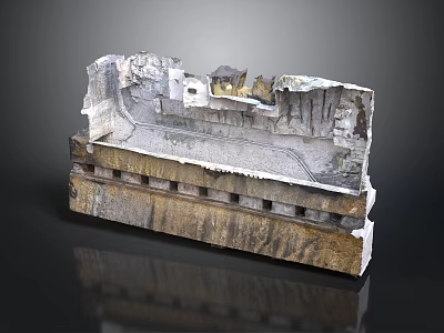 Ancient Stone Ruins Architectural Model With Weathered Walls And Steps Base 3d model
