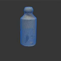 Hand Carved Off White Bottle Shaped Sculpture With Textured Surface And Round Cap