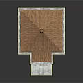 Traditional Pavilion 3D Model With Brown Tiled Roof White Base And Stone Steps