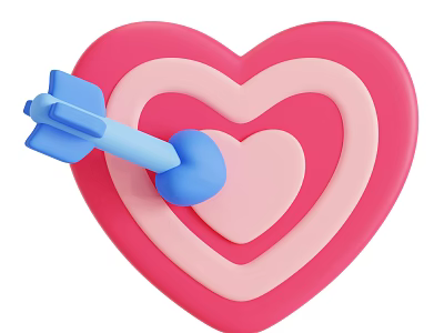 Modern Pink Layered Heart Shaped Decorative Ornament Set With Blue Arrow 3d model