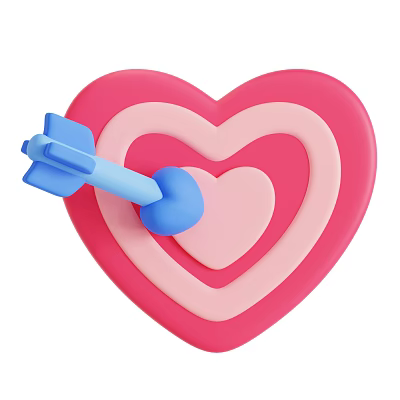 Modern Pink Layered Heart Shaped Decorative Ornament Set With Blue Arrow 3d model