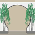 Modern Archway Decor With Decorative Green Plants On Both Sides And Minimalist Background