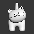 White Cat Shaped Figure With Simple Facial Features Black Whiskers Mouth And Smooth Surface