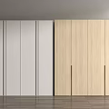 Modern White And Light Wood Wardrobe With Sliding Door Design In Minimalist Interior