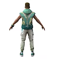 Man Wearing Green And Yellow Hooded Vest With Khaki Cargo Pants And Sneakers