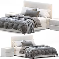 Modern Double Bed Interior Design With Sleek Headboard White Gray Pillows Soft Quilt