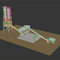 Concrete Batching Plant Building with Twin Mixing Towers Conveyor Belts and Hopper
