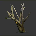 Artistic Tree Stump Model With Brown Branches Green Base And Tiny Green Shoot