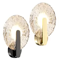 Modern Wall Lamps With Textured Glass Shades And Black Gold Finishes Emitting Warm Light
