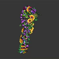 Vibrant Decorative Wreath With Colorful Flowers Green Leaves And Circular Design