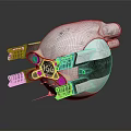 White Spherical Mechanical Creature With Black Components And 166 Marking