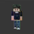 Pixelated Minecraft Character With Dark Hair Blue Pants And White Shoes