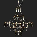 Luxury Modern Golden Frame Chandelier with Hanging Crystal Pendants and Bright Lights