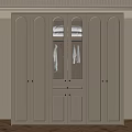 Modern Cream White Wardrobe With Glass Doors Drawers And Hanging Space