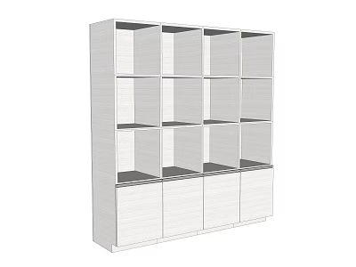 Modern White Bookcase With Open Compartments And Closed Storage Cabinets Design 3d model