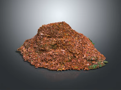 Natural Brown And Green Debris Pile With Crushed Texture On Gray Background 3d model