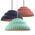 Modern Colorful Pendant Lights With Rippled Shades In Various Hues For Interior