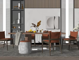 Modern Dining Table and Chair Combination 3d model