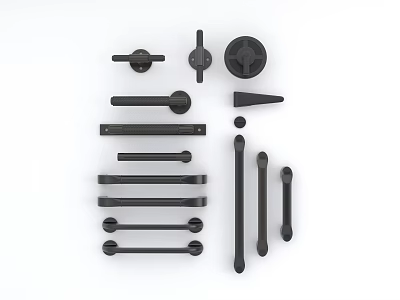 Assorted Black Door Handles with Various Styles for Home Interior Decoration 3d model