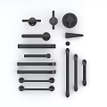 Assorted Black Door Handles with Various Styles for Home Interior Decoration 3d model