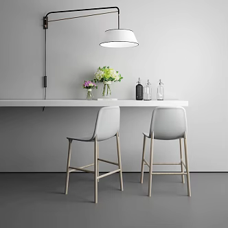 Nordic Table and Chair Combination Bar Chair 3d model