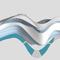 Modern Abstract Architectural Design With Curved White And Blue Structural Elements In 3d model
