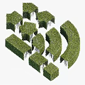 Artistically Trimmed Green Vines In Various Geometric Shapes For Garden Landscaping