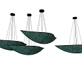 Green Modern Pendant Lights With Unique Leaf Shaped Design Hanging In Interior 3d model