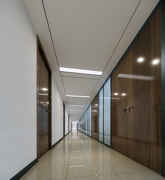 Modern Aisle Office Corridor 3d model