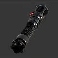 Futuristic Silver Metallic Lightsaber Weapon With Spiral Hilt And Red Activation Button