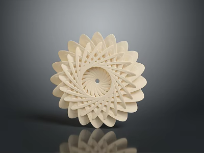 Decorative Wooden Furniture With Spiral Petal Design And Intricate Carving 3d model