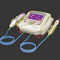 Alma White Medical Device Featuring Purple Screen And Two Connected Probes