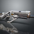 Futuristic Sci Fi Weapon With Metallic Silver Gray Design Detailed Structure And Barrel Grip