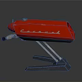 Red Cessna Model Display With Metal Stand On Gray Background Surface 3d model