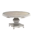 Elegant Classic Round Dining Table With Floral Pattern Top And Carved Base 3d model