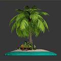 Tropical Island Scene With Two Palm Trees Hammock Sand And Water