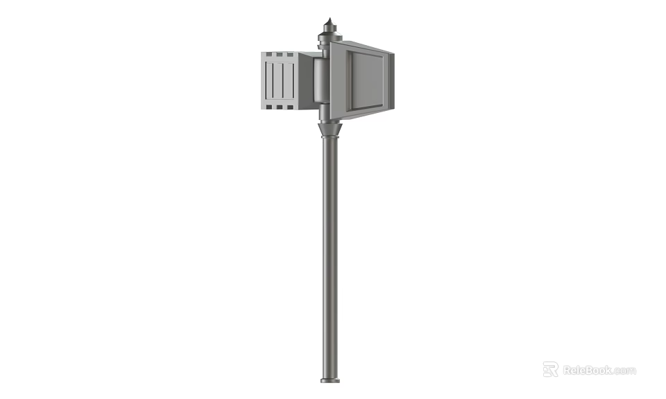Outdoor Metal Hardware Tool Pole With Square Ventilated Box And Spire Top Structure 3d model 