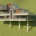 Modern Detached Villa Surrounded by Lush Trees with White Exterior Large Windows and Balconies