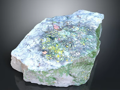 Raw Natural Stone With Green White Yellow Surface And Colorful Specks 3d model