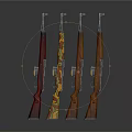 Four Vintage Rifles With Wooden Stocks Different Patterns And Metal Parts Arranged
