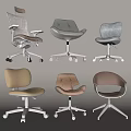 Various Modern Office Chairs With Mesh Padded Seats And Swivel Wheels