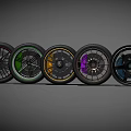 Colorful Alloy Wheels With Multi Colored Rims And Black Tires