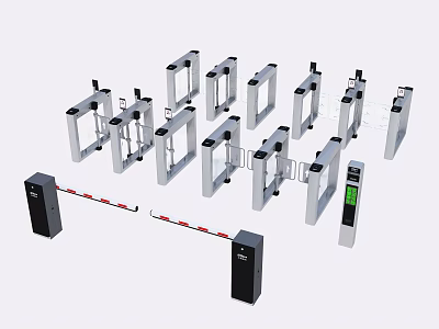 Various Types Of Access Control Turnstiles And Barrier Gates 3d model