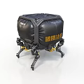 Black Robotic Pioneer Device With Four Legged Structure And Yellow Branding