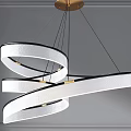 Modern Chandeliers With Curved Ring Spiral Metal White LED Lighting Fixtures Design