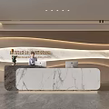 Elegant Luxury Marble Reception Desk With Soft Ambient Lighting For Modern Corporate Office Lobby