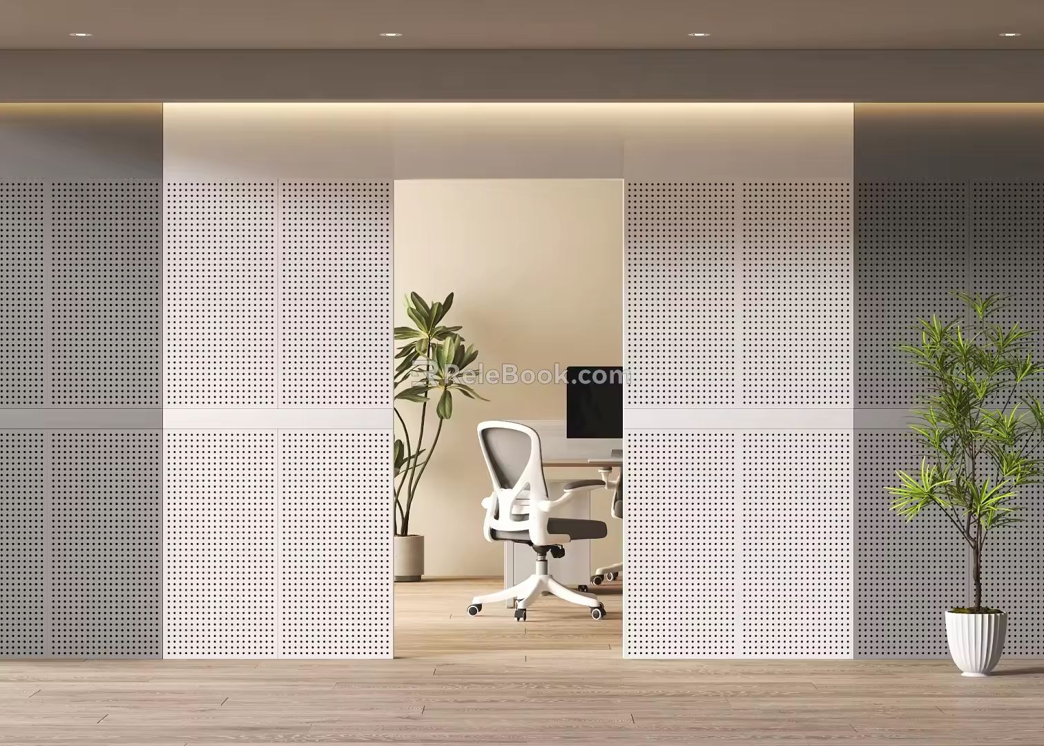Modern office perforated plate partition wall partition 3d model