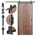 Wooden Barn Door Sliding Track System With Hardware Components And Installation Parts