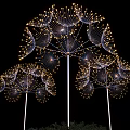 Dandelion Shaped Metal Structure Outdoor Lights with Illuminated LED Bulbs for Garden Landscape