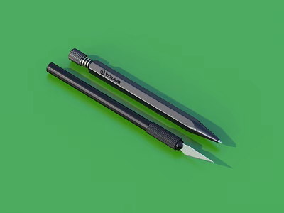 Two Black Metal Pens With Sleek Design And Sharp Tips For Daily Life Supplies 3d model